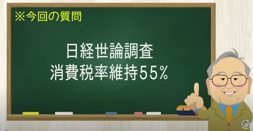 日経世論調査 消費税率維持55％